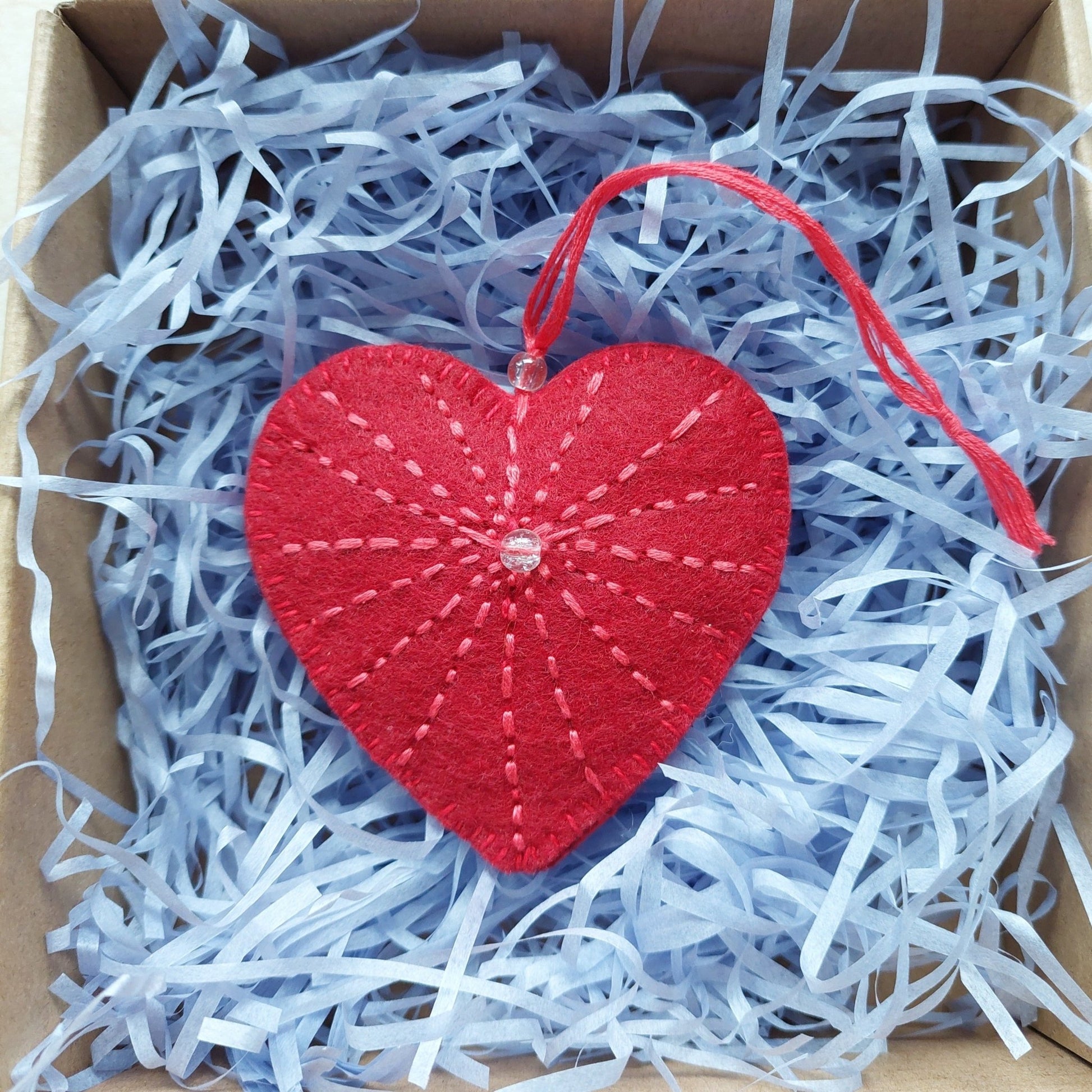 Handmade Felt Heart Ornament in Gift Box - Perfect for Hanging or Gifting - Lea CandlesHandmade Felt Heart Ornament in Gift Box - Perfect for Hanging or Gifting