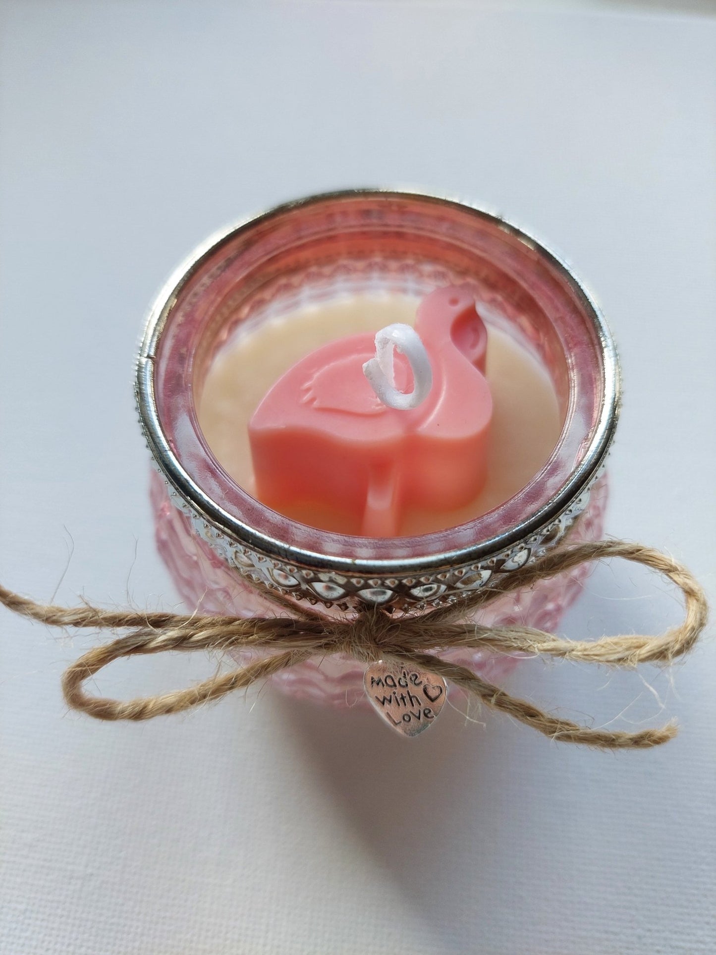 Soy wax candle Pink Flamingo in glass jar - Lea CandlesSoy wax candle Pink Flamingo in glass jar