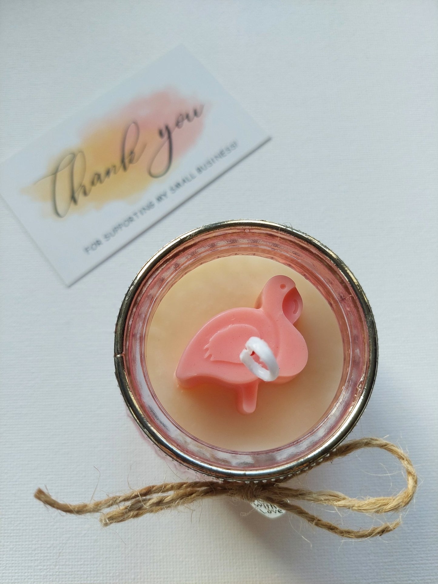 Soy wax candle Pink Flamingo in glass jar - Lea CandlesSoy wax candle Pink Flamingo in glass jar