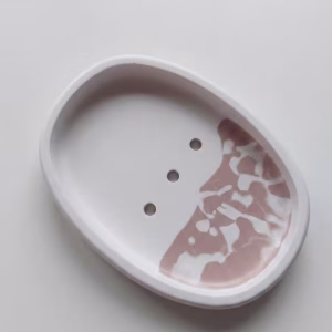 soap dish white dusty pink marble effect